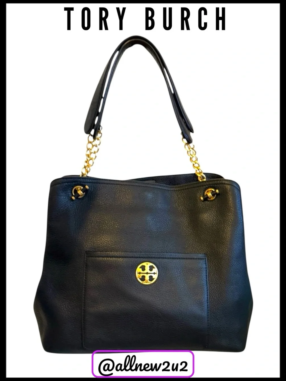 SALE! Tory Burch 2 Pc Chelsea Slouchy Leather Tote Wallet Pebble Leather